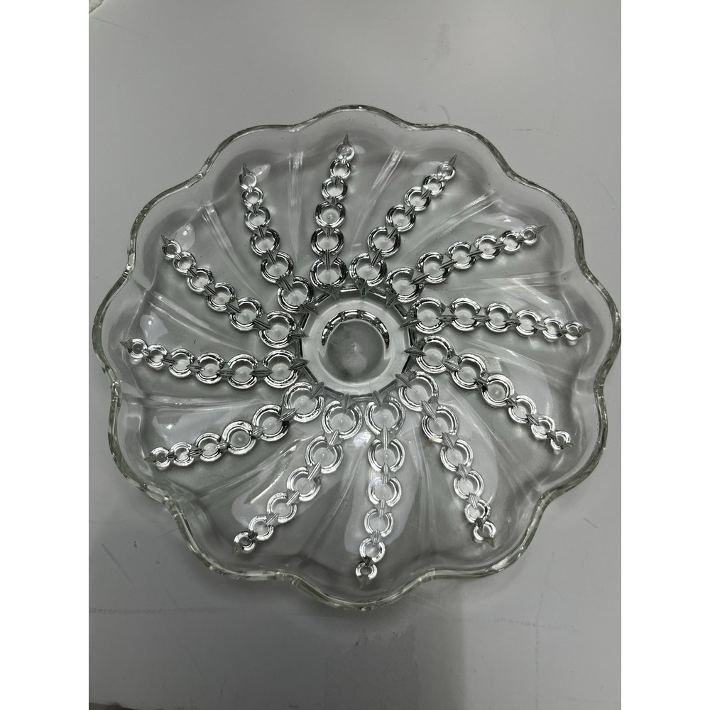 Anchor Hocking Boopie Bubble Scallop Heavy Glass 8" Plate Service Dish